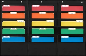 15 Pocket File Pocket Chart, Black, 42"x28" Versatile Wall Hanging File Folder Organizer for Classrooms, Offices, Home, and More - Wall Folder Organizer 15 Pocket File Pocket Chart, Black, 42"x28" Versatile Wall Hanging File Folder Organizer for Classrooms, Offices, Home, and More - Wall Folder Organizer