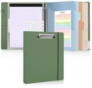 3 Ring Binder with Clipboard, 13.2" × 10.2" Faux Leather 1 Inch Binder Organizer with 5 Pocket Dividers, Notepad, Labels & 2 Storage Pockets for Teachers, Students, Nurses & Office Work 3 Ring Binder with Clipboard, 13.2" × 10.2" Faux Leather 1 Inch Binder Organizer with 5 Pocket Dividers, Notepad, Labels & 2 Storage Pockets for Teachers, Students, Nurses & Office Work