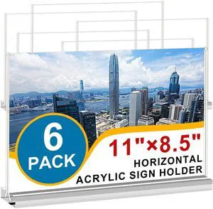 Acrylic Sign Holder 8.5x11 Inches 6 Pack Horizontal, T -Shaped Double Sided Clear Paper Frames, PlasticTable Menu Display Holder, Document Flyer Table Stand for Office, Store, Restaurant Acrylic Sign Holder 8.5x11 Inches 6 Pack Horizontal, T -Shaped Double Sided Clear Paper Frames, PlasticTable Menu Display Holder, Document Flyer Table Stand for Office, Store, Restaurant
