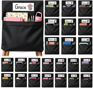 24 PCS Chair Pockets for Classroom, 20 x 17 Inch Extra Large Seat Sacks with Name Tags, Heavy-Duty Oxford Fabric Chair Organizers for School, Home, Office Black 24 PCS Chair Pockets for Classroom, 20 x 17 Inch Extra Large Seat Sacks with Name Tags, Heavy-Duty Oxford Fabric Chair Organizers for School, Home, Office Black