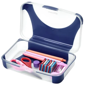by Bostitch Hard Pencil Case, Durable Plastic Pencil Box, Kid-Friendly Design, Navy & Clear by Bostitch Hard Pencil Case, Durable Plastic Pencil Box, Kid-Friendly Design, Navy & Clear