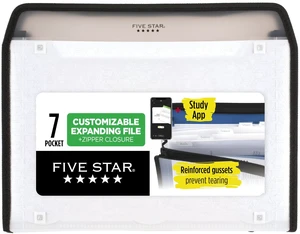 Expanding File Organizer + Study App, 7-Pocket Accordian File Organizer, Zipper Closure, Holds 8-1/2" x 11" Paper, White (350099E-ECM) Expanding File Organizer + Study App, 7-Pocket Accordian File Organizer, Zipper Closure, Holds 8-1/2" x 11" Paper, White (350099E-ECM)
