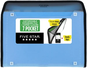 Expanding File Organizer + Study App, 7-Pocket Accordian File Organizer, Zipper Closure, Holds 8.5" x 11" Paper, Blue (Color May Vary) (350099B) Expanding File Organizer + Study App, 7-Pocket Accordian File Organizer, Zipper Closure, Holds 8.5" x 11" Paper, Blue (Color May Vary) (350099B)