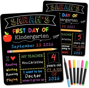 First & Last Day of School Signs with 6 Writing Pens, 10 x 12 Inch Double Sided Back to School Board, Reusable Wooden 1st Day of Preschool/Kindergarten Photo Props First & Last Day of School Signs with 6 Writing Pens, 10 x 12 Inch Double Sided Back to School Board, Reusable Wooden 1st Day of Preschool/Kindergarten Photo Props