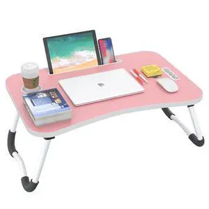 Folding Lap Desk, 23 Inch Portable Wood Blue Laptop Bed Desk Lap Desk with Cup Holder, for Working Reading Writing, Eating, Watching Movies for Bed Sofa Couch Floor-Pink 02 Folding Lap Desk, 23 Inch Portable Wood Blue Laptop Bed Desk Lap Desk with Cup Holder, for Working Reading Writing, Eating, Watching Movies for Bed Sofa Couch Floor-Pink 02