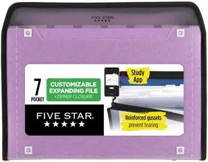 Expanding File Organizer + Study App, 7-Pocket Accordian File Organizer, Zipper Closure, Holds 8-1/2" x 11" Paper, Amethyst Purple (350099G-ECM) Expanding File Organizer + Study App, 7-Pocket Accordian File Organizer, Zipper Closure, Holds 8-1/2" x 11" Paper, Amethyst Purple (350099G-ECM)