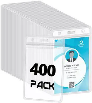 400 Pack Vertical Id Badge Holders, Clear Waterproof PVC, 4.5 x 2.7 in Resealable Zip Closure, Transparent And Scannable, Soft Durable Pvc, Fits Id Cards, Name Tags, Work And School Use 400 Pack Vertical Id Badge Holders, Clear Waterproof PVC, 4.5 x 2.7 in Resealable Zip Closure, Transparent And Scannable, Soft Durable Pvc, Fits Id Cards, Name Tags, Work And School Use