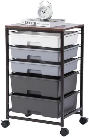 Utility Cart with Drawers,5 Drawers Storage Cart,Dark Grey 5-Tiers Storage Cart with Drawers with Lockable Wheels for Craft Organizers and Storage,Home Office,Classroom,Dorm,Playroom Utility Cart with Drawers,5 Drawers Storage Cart,Dark Grey 5-Tiers Storage Cart with Drawers with Lockable Wheels for Craft Organizers and Storage,Home Office,Classroom,Dorm,Playroom
