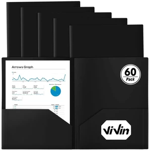 60 Pack Plastic Folders with Pockets (Black) Fits Letter Size Papers, Sturdy 2 Pocket Folders, Plastic Pocket Folder for Home School and Office 60 Pack Plastic Folders with Pockets (Black) Fits Letter Size Papers, Sturdy 2 Pocket Folders, Plastic Pocket Folder for Home School and Office