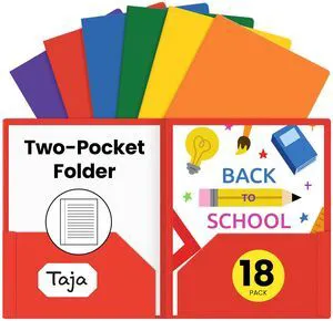 Plastic Folders with Pockets (18 Pack, Assorted Bright Colors), 2-Pocket Folders with Business Card Slot, Heavy Duty, Fit Letter Size Documents, Perfect for School, Office & Business Plastic Folders with Pockets (18 Pack, Assorted Bright Colors), 2-Pocket Folders with Business Card Slot, Heavy Duty, Fit Letter Size Documents, Perfect for School, Office & Business