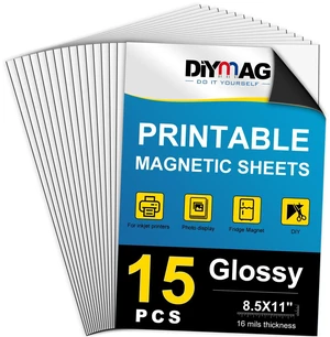 Printable Magnetic Sheets, Glossy 15Pcs 8.5"x11" for Inkjet Printers Flexible Magnetic Paper, Non-Adhesive for DIY Crafts, Photo Wall, Cars, Refrigerator, Classroom and Office Decor: Amazon.com Printable Magnetic Sheets, Glossy 15Pcs 8.5"x11" for Inkjet Printers Flexible Magnetic Paper, Non-Adhesive for DIY Crafts, Photo Wall, Cars, Refrigerator, Classroom and Office Decor: Amazon.com