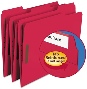 Fastener Folders, 2 Fasteners, Letter Size, Red, 1/3 Cut Tabs in Left, Right, Center Positions, 50 per Box (22740), Specialty Fastener Folders, 2 Fasteners, Letter Size, Red, 1/3 Cut Tabs in Left, Right, Center Positions, 50 per Box (22740), Specialty