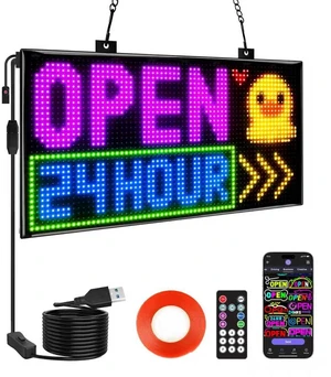 Dual Row Programmable LED Sign, 13"x8" Colorful Bright Advertising Open Signs for Business, Electric Scrolling LED Display with Remote for Business Store Bar Hotel Dual Row Programmable LED Sign, 13"x8" Colorful Bright Advertising Open Signs for Business, Electric Scrolling LED Display with Remote for Business Store Bar Hotel