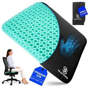 Gel Seat Cushion for Sitting, Pressure Relief for Tailbone and Back (Green) Patent-pending open-grid gel spreads weight and stays cool. Medium-firm support, two washable covers Gel Seat Cushion for Sitting, Pressure Relief for Tailbone and Back (Green) Patent-pending open-grid gel spreads weight and stays cool. Medium-firm support, two washable covers