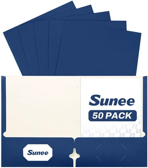 Two Pocket Folders, 50 Pack File Folders with Business Card Slot, Textured Paper, Fit Letter Size Paper, Paper File Folder for School Office Home Business, Navy Blue Two Pocket Folders, 50 Pack File Folders with Business Card Slot, Textured Paper, Fit Letter Size Paper, Paper File Folder for School Office Home Business, Navy Blue