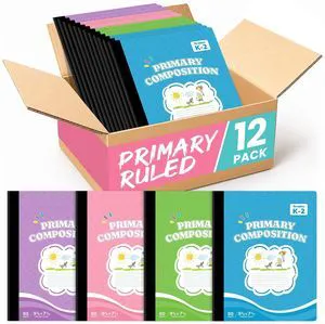 Primary Ruled Composition Notebook K-2, Cute Composition Notebook 12 Pack 9-3/4" x 7-1/2", 160 Pages (80 Sheets), Pastel Primary Composistion Notebook Perfect for School Office Supplies Primary Ruled Composition Notebook K-2, Cute Composition Notebook 12 Pack 9-3/4" x 7-1/2", 160 Pages (80 Sheets), Pastel Primary Composistion Notebook Perfect for School Office Supplies