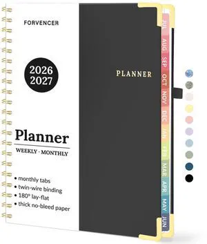Academic Planner 2026-2027, Weekly & Monthly Hardcover Planner A4 Calendar Planner July 2026-June 2027, 8.5" X 11" Daily Agenda School Office Notebook Teacher Student Supplies Organizer Black Academic Planner 2026-2027, Weekly & Monthly Hardcover Planner A4 Calendar Planner July 2026-June 2027, 8.5" X 11" Daily Agenda School Office Notebook Teacher Student Supplies Organizer Black