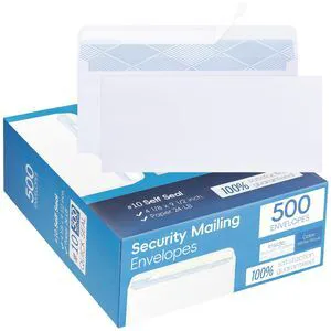 500PCS #10 Envelopes Letter Size Self Seal Business Envelopes No Window Security Mailing Envelopes Size 4-1/8 x 9-1/2 Inch - White 24LB Paper 500PCS #10 Envelopes Letter Size Self Seal Business Envelopes No Window Security Mailing Envelopes Size 4-1/8 x 9-1/2 Inch - White 24LB Paper