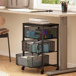 Under Desk Storage Cart with Lockable Wheels, 3-Drawer Rolling Storage Cart, Metal Utility Cart with Drawers for Art, Cart, Classroom, Office, Kitchen, Bedroom, Dorm Storage Under Bed Under Desk Storage Cart with Lockable Wheels, 3-Drawer Rolling Storage Cart, Metal Utility Cart with Drawers for Art, Cart, Classroom, Office, Kitchen, Bedroom, Dorm Storage Under Bed