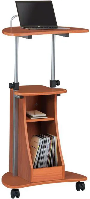 Adjustable Height Rolling Laptop Cart with Storage, Woodgrain Adjustable height rolling laptop cart with storage drawer, open shelf, wheels, sitstand design for office or medical use Adjustable Height Rolling Laptop Cart with Storage, Woodgrain Adjustable height rolling laptop cart with storage drawer, open shelf, wheels, sitstand design for office or medical use