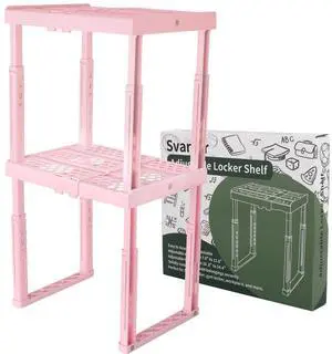 Locker Shelf Adjustable Height and Width, Pink Locker Organizer for Work, Locker Shelves Stack-able Stand Tools for Gym Locker, Back to School Accessories, Pack of 2 Locker Shelf Adjustable Height and Width, Pink Locker Organizer for Work, Locker Shelves Stack-able Stand Tools for Gym Locker, Back to School Accessories, Pack of 2