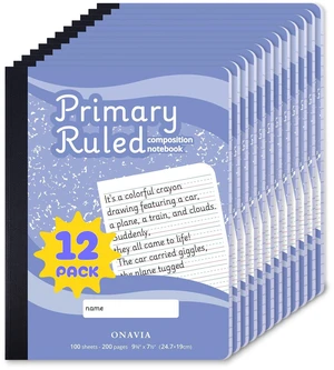 Primary Composition Notebook K-2, 200 Pages, Cornflower 100 ct, 9.75 x 7.5 in, Full Primary Ruled, Primary Journal Grades K-2, No Pictures, Writing Practice, Kindergarten Primary Composition Notebook K-2, 200 Pages, Cornflower 100 ct, 9.75 x 7.5 in, Full Primary Ruled, Primary Journal Grades K-2, No Pictures, Writing Practice, Kindergarten