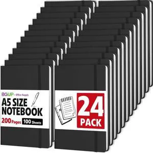 24 Pack Lined Journal Notebook for Work, 200 Pages, Medium 5.5 in x 8.3 in, A5 College Ruled, Hardcover Journaling Notebooks for Writing, Note Taking, Fit for Business Work School Home (Black) 24 Pack Lined Journal Notebook for Work, 200 Pages, Medium 5.5 in x 8.3 in, A5 College Ruled, Hardcover Journaling Notebooks for Writing, Note Taking, Fit for Business Work School Home (Black)