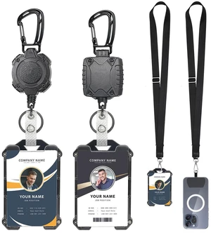 Badge Holder Retractable Clip Heavy Duty Carabiner Badge Reel Keychain with Lanyard ID Cards Holder Cool Tactical ID Holder Badge Holder Retractable Clip Heavy Duty Carabiner Badge Reel Keychain with Lanyard ID Cards Holder Cool Tactical ID Holder