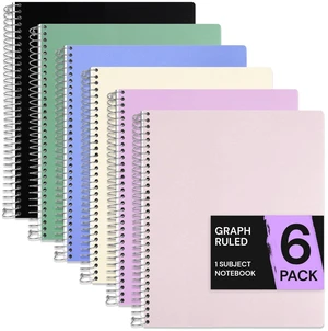 1 Subject Graph Paper Spiral Notebook 6 Pack, 200 Pages, Assorted 100 Sheets, 9 x 11 in, Waterproof Plastic Cover, Durable, 3-Hole Punched, Divider, Double-Sided Pocket: Amazon.com 1 Subject Graph Paper Spiral Notebook 6 Pack, 200 Pages, Assorted 100 Sheets, 9 x 11 in, Waterproof Plastic Cover, Durable, 3-Hole Punched, Divider, Double-Sided Pocket: Amazon.com