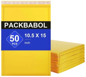 Kraft bubble mailers 10.5x15 Inch 50 Pack,Self-Sealing Paper Envelopes for Packaging,Strong Adhesion Envelope Mailers, Waterproof Cushioned Padded Shipping Bags Yellow #5 Kraft bubble mailers 10.5x15 Inch 50 Pack,Self-Sealing Paper Envelopes for Packaging,Strong Adhesion Envelope Mailers, Waterproof Cushioned Padded Shipping Bags Yellow #5