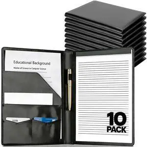 10PCS Padfolio Portfolio Binder, Faux Leather Folio Folder Organizer, Black Professional, Interview, Resume, Letter Size, A4 Legal Writing Pad, Document Organizer, Business Card Holder, Office 10PCS Padfolio Portfolio Binder, Faux Leather Folio Folder Organizer, Black Professional, Interview, Resume, Letter Size, A4 Legal Writing Pad, Document Organizer, Business Card Holder, Office
