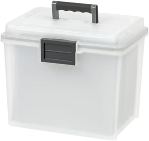 WeatherPro Portable File Box Organizer, 19 Qt. Pearl Store and transport letter size files, documents and records with weather resistant protection and secure latching WeatherPro Portable File Box Organizer, 19 Qt. Pearl Store and transport letter size files, documents and records with weather resistant protection and secure latching