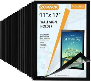 20 Pack Magnetic Sign Holder 11 x 17 with Magnetic Frame Fits 11x17 Signs with Magnetic Opening, Self-Adhesive Backing and PVC Protection for Wall Displays 20 Pack Magnetic Sign Holder 11 x 17 with Magnetic Frame Fits 11x17 Signs with Magnetic Opening, Self-Adhesive Backing and PVC Protection for Wall Displays