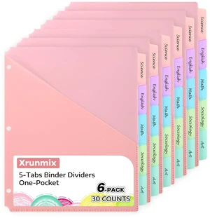 5 Tabs Dividers with One Pockets for 3 Ring Binder, 5 Counts Binder Dividers for US Letter Size, Binder Dividers with Tabs for School Office and Home Organization, 5 Pastel Color (6) 5 Tabs Dividers with One Pockets for 3 Ring Binder, 5 Counts Binder Dividers for US Letter Size, Binder Dividers with Tabs for School Office and Home Organization, 5 Pastel Color (6)