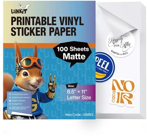 Matte_Luxe Printable Vinyl Sticker Paper for Branding & Crafts Vibrant Color, Lay-Flat, Adhesive, Removable, 100 Sheets Letter Size for Cutting Machine Matte_Luxe Printable Vinyl Sticker Paper for Branding & Crafts Vibrant Color, Lay-Flat, Adhesive, Removable, 100 Sheets Letter Size for Cutting Machine