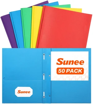 Folders with Prongs (50 Pack, Assorted Colors), 3 Prong Folders with 3 Metal Prong Fastener Clips, 2 Pocket, Fit Letter Size Paper, Paper Folders for School Office Home Business Folders with Prongs (50 Pack, Assorted Colors), 3 Prong Folders with 3 Metal Prong Fastener Clips, 2 Pocket, Fit Letter Size Paper, Paper Folders for School Office Home Business