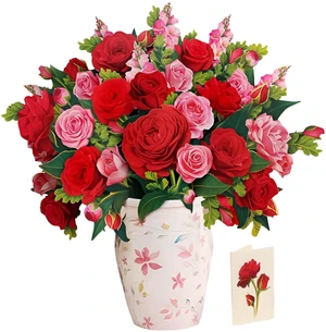 Grande Blooming Roses 20.5 Inch Life-Sized 3D Pop Up Cards Anniversary, Valentine's Day, Mothers Day, Thank You, Gifts for Mom and Her Includes Notecard and Envelope Grande Blooming Roses 20.5 Inch Life-Sized 3D Pop Up Cards Anniversary, Valentine's Day, Mothers Day, Thank You, Gifts for Mom and Her Includes Notecard and Envelope