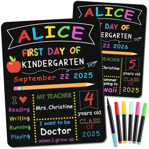 First & Last Day of School Board, 10.3 x 13 Inch Double Sided Back to School Sign for Kids/Girls/Boys, Reusable Wooden 1st Day of Preschool/Kindergarten Chalkboard First & Last Day of School Board, 10.3 x 13 Inch Double Sided Back to School Sign for Kids/Girls/Boys, Reusable Wooden 1st Day of Preschool/Kindergarten Chalkboard