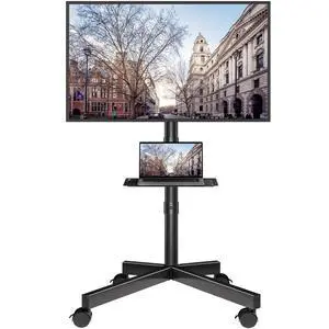 Rolling TV Stand with Tilt,Mobile TV Stand Wheels for 2365 Inch TVs Portable TV Cart for LED LCD TVs, Adjustable Shelf, Living Room, Bedroom, Outdoor TV Stand Holds 88 lbs, Max VESA 400x400mm Rolling TV Stand with Tilt,Mobile TV Stand Wheels for 2365 Inch TVs Portable TV Cart for LED LCD TVs, Adjustable Shelf, Living Room, Bedroom, Outdoor TV Stand Holds 88 lbs, Max VESA 400x400mm