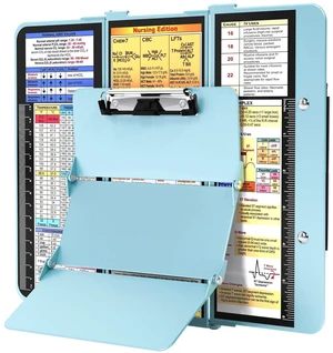 Nursing Clipboard Foldable, Foldable Clip Board w/Nursing Edition Cheat Charts, 3 Layers Aluminum, Nurse Board w/Low Profile Clip&Pen Clip Pocket for Students, Nurses and Doctors, Mint Nursing Clipboard Foldable, Foldable Clip Board w/Nursing Edition Cheat Charts, 3 Layers Aluminum, Nurse Board w/Low Profile Clip&Pen Clip Pocket for Students, Nurses and Doctors, Mint