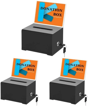 Black Suggestion Box With Lock, Acrylic Donation Box, 3 Pack 4x6" Sign Holders, Cards & Raffle Tickets Collection, Office Feedback, School Voting & Church Fundraising, 6.2x4.6x4.0 In Black Suggestion Box With Lock, Acrylic Donation Box, 3 Pack 4x6" Sign Holders, Cards & Raffle Tickets Collection, Office Feedback, School Voting & Church Fundraising, 6.2x4.6x4.0 In