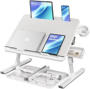 Bed Laptop Desk, Foldable, Adjustable Height, 15.7 x 22 Inches Portable Bed Sofa Table, Large Desktop, 120° Stepless Tilt, Cup Holder, Tray, Gray, ISLAND Collection ULLD113GZ01 Bed Laptop Desk, Foldable, Adjustable Height, 15.7 x 22 Inches Portable Bed Sofa Table, Large Desktop, 120° Stepless Tilt, Cup Holder, Tray, Gray, ISLAND Collection ULLD113GZ01