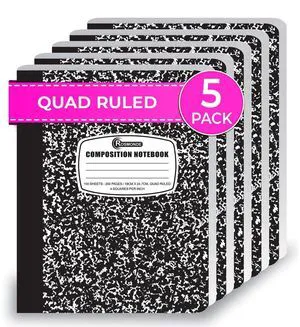 5 Pack Graph Paper Composition Notebooks, Black Graph Notebooks Quad Ruled Composition Notebook, 200 Pages (100 Sheets), 9-3/4 x 7-1/2, 4x4 Grid Composition Notebook, Sewn Hard Cover 5 Pack Graph Paper Composition Notebooks, Black Graph Notebooks Quad Ruled Composition Notebook, 200 Pages (100 Sheets), 9-3/4 x 7-1/2, 4x4 Grid Composition Notebook, Sewn Hard Cover