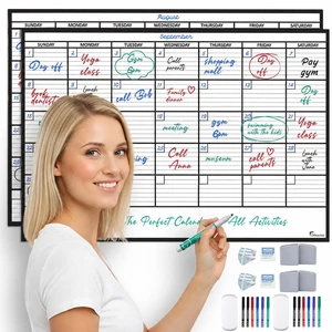 (2 PK) Large Dry Erase Calendar for Wall 24x36, Giant Family Office Big Reusable, Monthly Planner Erasable 36x24, Rolled Whiteboard White Board, Calendar Dry Erase for Undated Wall Large Classroom (2 PK) Large Dry Erase Calendar for Wall 24x36, Giant Family Office Big Reusable, Monthly Planner Erasable 36x24, Rolled Whiteboard White Board, Calendar Dry Erase for Undated Wall Large Classroom