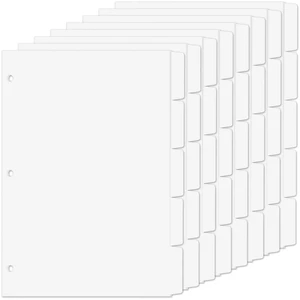 Binder Dividers for 3 Ring Binder, 1/5 Cut Tabs, Letter Size Blank Dividers Write On Page with 5 Big Tabs for School Office Home, 8 Sets, 40 Dividers, White Binder Dividers for 3 Ring Binder, 1/5 Cut Tabs, Letter Size Blank Dividers Write On Page with 5 Big Tabs for School Office Home, 8 Sets, 40 Dividers, White