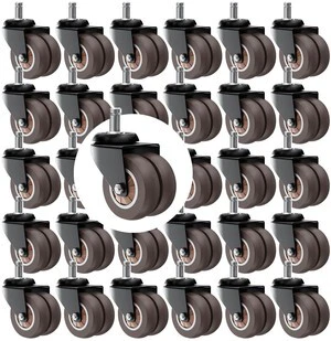 2" Dual Wheel Chair Casters Set of 30 - Heavy Duty Grey Soft polyurethane protects hardwood/tile. Smooth, quiet rolling. Universal 7/16" stem. Steel resists rust. Not for IKEA 2" Dual Wheel Chair Casters Set of 30 - Heavy Duty Grey Soft polyurethane protects hardwood/tile. Smooth, quiet rolling. Universal 7/16" stem. Steel resists rust. Not for IKEA