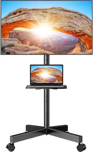 Rolling TV Stand for 23-60 Inch LED Flat Screen/Curved TVs up to 88lbs,Mobile TV Stand Wheels with Height Adjustable Portable Rolling TV Cart Max VESA 400x400mm,PGTVMC06 Rolling TV Stand for 23-60 Inch LED Flat Screen/Curved TVs up to 88lbs,Mobile TV Stand Wheels with Height Adjustable Portable Rolling TV Cart Max VESA 400x400mm,PGTVMC06