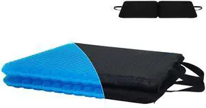Gel Seat Cushion for Long Sitting-Two Sizes Gel Cushion (ThickLarge) 19"x17.5"x2.8" / 38"x17.5"x1.4" (Fold/Expand), Zero Gel Cushion for Pressure Relief, Honeycomb Gel Seat Cushion with Two Size Gel Seat Cushion for Long Sitting-Two Sizes Gel Cushion (ThickLarge) 19"x17.5"x2.8" / 38"x17.5"x1.4" (Fold/Expand), Zero Gel Cushion for Pressure Relief, Honeycomb Gel Seat Cushion with Two Size