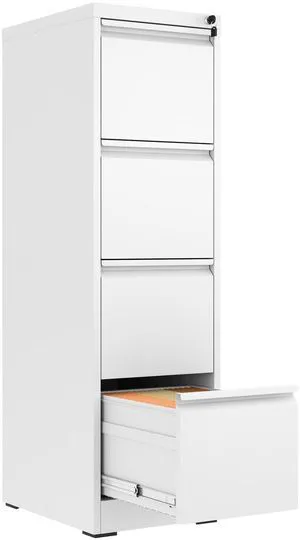 4 Drawer File Cabinet with Lock,Metal File Cabinet for Home Office White Vertical Filing Cabinets Heavy Duty Office Storage Cabinets for Letter/Legal/A4/F4 Size File, Assembly Required 4 Drawer File Cabinet with Lock,Metal File Cabinet for Home Office White Vertical Filing Cabinets Heavy Duty Office Storage Cabinets for Letter/Legal/A4/F4 Size File, Assembly Required