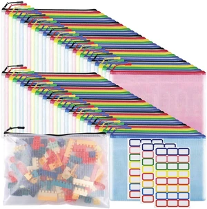 60pcs Large A4 Mesh Zipper Pouch File Bags Reusable Zippered Pouches for Organizing Classroom, Board Game Storage, Puzzle Bags 60pcs Large A4 Mesh Zipper Pouch File Bags Reusable Zippered Pouches for Organizing Classroom, Board Game Storage, Puzzle Bags